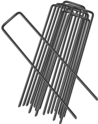 Garden Pegs Stakes for Netting Artificial Grass Pegs Heavy Duty Metal Ground Pegs for Membrane Tent Pegs Metal for Artifical Grass, Black.