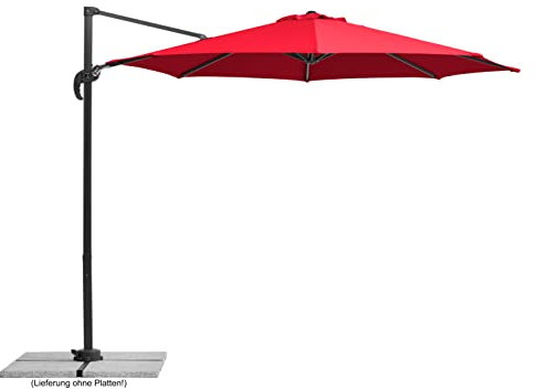 Schneider Sonnenschirm Rhodos Junior, rot, 300 cm rund, 760-77, Gestell Alu/Stahl, Bespannung Polyester, 17.2 kg
