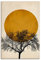 ARTLAND Wanddeko Leinwand Bilder Wandbild 60x90 cm Minimalismus Sonne Silhouette Baum Japan U3YC