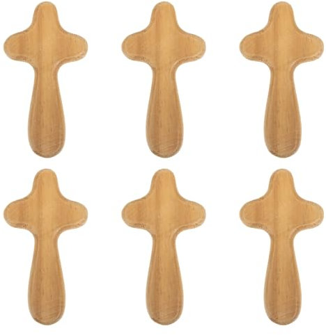 HANABASS 6PCS Wooden Cross Ornament, Holding Cross, Christian Clinging Adornments, Religious Crafts Prayer, Ideal Christian Prayer Holding Clutching for Men Women