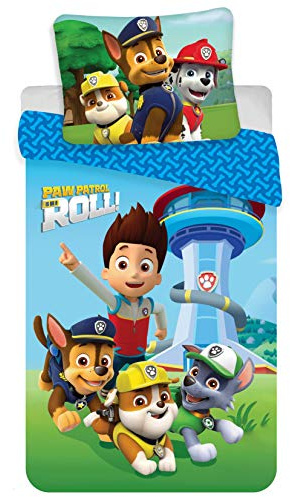 Paw Patrol Juego de ropa de cama infantil, algodón, funda nórdica de 140 x 200 cm y funda de almohada de 65 x 65 cm