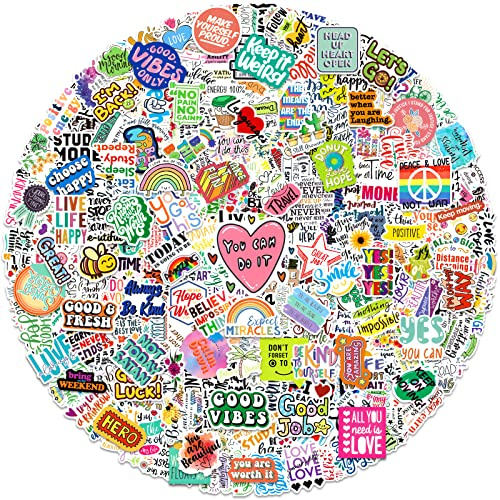 Greingways 300 PCS Inspirational Stickers for Adults, Motivational Water Bottle Stickers for Teens Kids Teachers, Journaling Scrapbook Laptop Positive Quote Vinyl Sticker for Vision Board Supplies