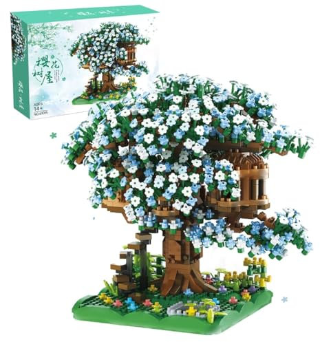 Sakura Arbre Maison Construire Bloc, 12880 Pièces Ensemble de Construction Cabane dans Les Arbres, Sakura Botanical Collection Building Set pour Adultes, Not Compatible with Lego