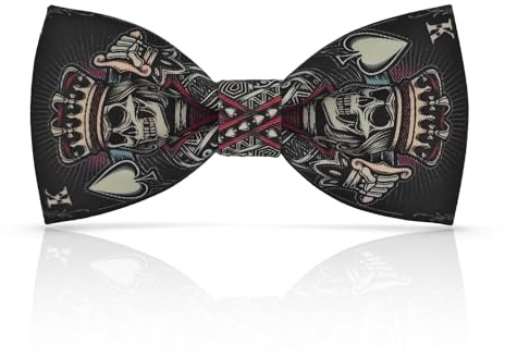Lanzonia Pajaritas Hombre Originales Dibujos Pajarita Negra Fantasia Motivo Divertida Estampada Calavera Poker Motif Casino Preatada para Regalo Cumpleaños Fiesta Festival