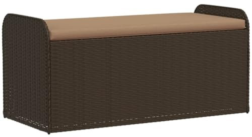 vidaXL Cassapanca con Cuscino Marrone 115x51x52 cm in Polyrattan