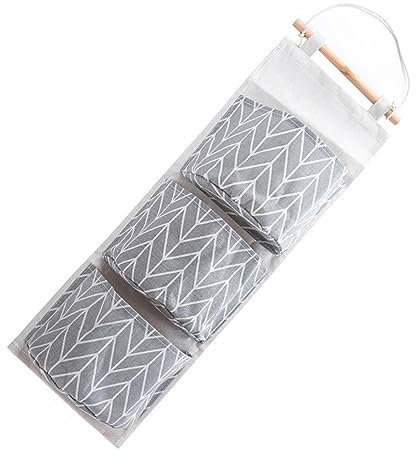 MAGICLULU Bolsa De Almacenamiento Colgante De Lino con Bolsillos para Organizador De Zapatos Y Ropa para Puerta Dormitorio Y Baño Azul