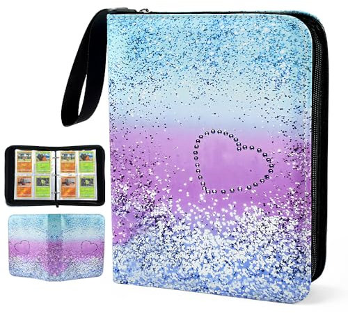 KYYGKY Album de Collection,Cartes à Collectionner,Porte-Cartes à Collectionner,Classeur de Cartes à Collectionner,Album de Cartes à Collectionner Classeur Carte Album avec 4 Compartiments 400 Pages