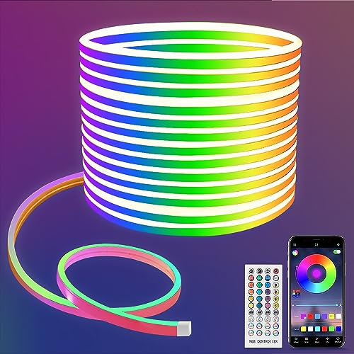 Lucienstar Neon Rope Light 10M, IP67 Waterproof, RGB LED Strip Lights with Remote & APP Control, Music Sync Gaming Strip for Game Room or Party Decor