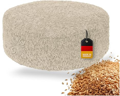 OMNANA® Cushy™ Meditationskissen rund – Sitzkissen 10cm/15cm/20cm hoch – Bouclé Yogakissen mit Dinkelfüllung – Bodenkissen, Kissen für Meditation & Entspannung – Made in Germany