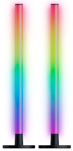 Razer Aether Standing Light Bars - RGB LED light bars for gamers with USB-C connection (40cm x 3.2cm, Chroma RGB, compatible with Matter, Google and Alexa, customisable) Black