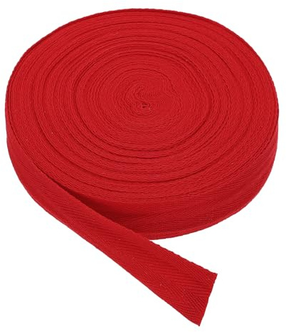 PATIKIL Nastro in Cotone Spigato 1.2 Pollici 23 Iarde Nastro in Cotone Fettuccia A Binda A Taglio Obliquo Rifinitura A Spina di Pesce per Cucire Regalo Confezione Rosso Brillante