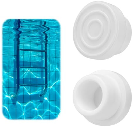 LUMOOM Lot de 2 échelles de piscine en caoutchouc - Protection de pare-chocs en caoutchouc - Pare-chocs de sécurité - Accessoires de piscine - Bouchon en caoutchouc pour échelle de piscine - Blanc