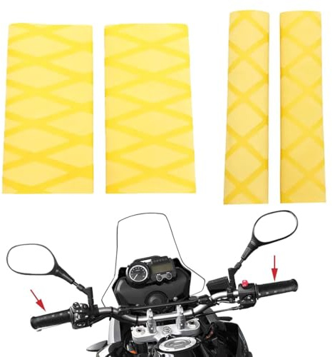 VURYAPI 4 Pezzi Coprimaniglia per moto termorestringente antiscivolo, Coprimanopole Moto R1200GS R1250GS F850GS F800GS Copertura Universale Termorestringente per manopole originali e comandi (Giallo)