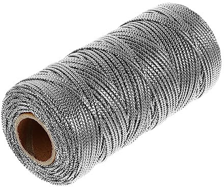 AUTSUPPL Silver 1.5mm Polyester Wrapping Thread, Non-stretch Metallic Packaging Cord for Cookie Bag Sealing and Food Bag Binding, 100m Roll for Crafts and Decorations