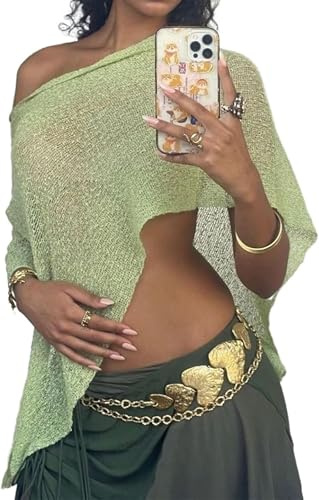 Poncho en maille pour femme, poncho transparent, boléro, pull d'été léger (blanc)
