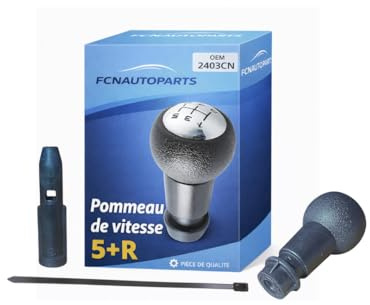 Pommeau de vitesse 5 rapports + R | Pommeau levier de vitesse compatible Peugeot 206 207 307 308 407 Partner Expert | Citroën C3 C4 C5 Berlingo Picasso C3 Picasso | Pommeau vitesse 307 | OEM 2403.CN