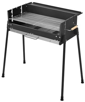 Ergocar Barbecue a Carbonella Pieghevole Che Struttura In Acciaio Inossidabile Rinforzato Della Temperatura a Tre Livelli e Vassoio Per Condimenti Integrato Ideale Per Gruppi Di Cinque o Più Persone
