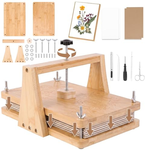 OFC Lenw Large Flower Press for Adults - 10 Layer 11 x7 Leaf Plant Press for Dried Flowers DIY Art, Even Pressure Bamboo Floral Pressing Kit, DIY Art & Crafts Gift for Craft Lovers