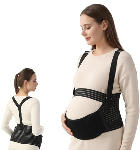 Pregnancy Belly Band, Pregnancy Support Belt Maternity & Postpartum Band | Relieve Back Waist & Hip Discomfort for Pregnant Women, Comfortable All-Day Wear, Black