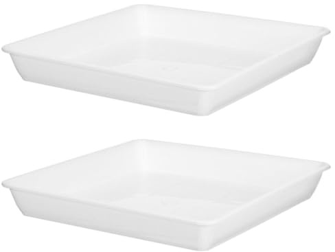 Cabilock 2 Piezas Bandeja Cuadrada de Plástico para Macetas Construcción Reforzada y Base Antideslizante, Adecuado para Bonsáis y Suculentas en Decoración Interior y Balcón