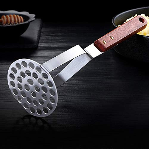Generic Manuell Potatisstötare med Rosenträhandtag, Robust SUS304 Matkross i Rostfritt Stål för Hemmakök, 8x28 Cm Storlek, Ergonomisk Design