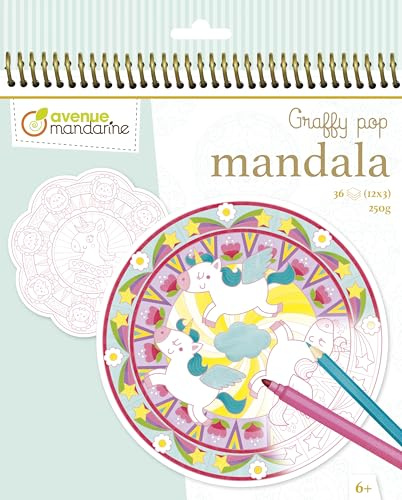 MY MANDARINE GY071C - Un carnet de coloriage Graffy pop 36 pages - Mandalas pré-découpées - À partir de 6 ans - MAGIE