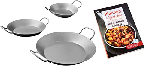 CHG Eisenpfanne, 3er Set + GRATIS dazu Rezeptbuch