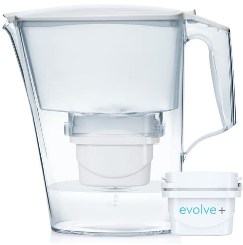 Aqua Optima Liscia, Jarra de filtro de agua , capacidad de 2,5 litros, con 1 cartucho de filtro Evolve+ de 30 días, reduce los microplásticos, el cloro, la cal y las impurezas