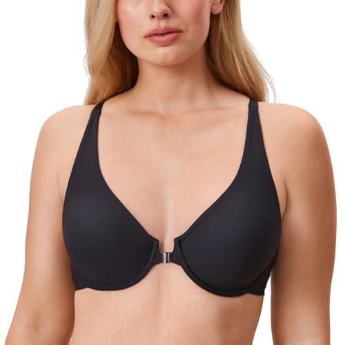 DELIMIRA Women's Front Closure Seamless Bras Svart 85F