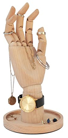 Suck UK Jewellery Stand | Wooden Jewellery Organiser | Hand Shaped Ring Holder | Necklace Stand | Trinket Dish | Watch Holder | Bedroom Accessories | Earring Storage | Home Decor Gifts | Women Gift