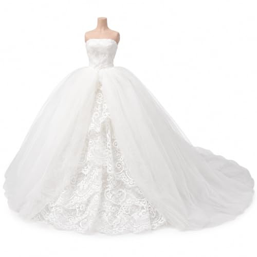 Uteruik Robe de Mariée pour Poupée 30 cm, Blanche, Coupe Princesse