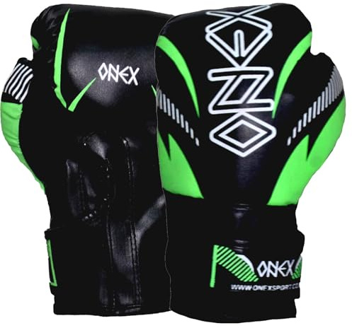 Kids Boxing Gloves 2023, MMA Training Sparring Maya Hide Leather Muay Thai Kickboxing Men Women Junior Heavy Punching Boxing Bag Mitts Focus Pads Workout Ventilated Palm Multi Layered (Green, 4 Oz)