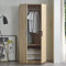 [en.casa] Armario Dormitorio Eiselfing Armario Ropero Clóset con 2 Puertas 1 Perchero 1 Compartimento Inferior para Dormitorio Vestidor MDF 176 x 80 x 52 cm - Efecto Roble