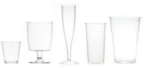 Recyclable Glasses Party Box Set 180 Pieces in Total. Pints (50) Softdrinks, Long Drinks, Half Pints (30), Wine (30), Champagne Flute (20) and Shots (50)