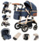 Gcarebb 3 in 1 Kinderwagen, Buggy Mit Auto Babyschale, Mit Höhenverstellbarer Kinderwagen Komplettset, KombiKinderwagen Mit Aluminiumrahmen für Neugeborene 0-4 Jahre