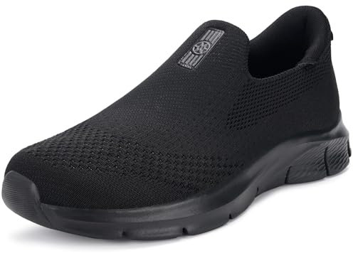 Zapatillas Casual para Hombre Slip-ins Zapatos de Caminar Deportivas Correr Tenis Sneaker Cómodas Manos Libres Sin Cordones Negro 44EU