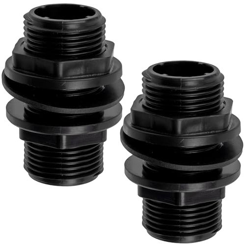 AERZETIX - C74998 - Lot de 2 Raccords connecteurs de réservoir d'eau - 1'' filetage externe - avec joint en caoutchouc - pression 10 bars - cuve tonneau de pluie arrosage - en polypropylène