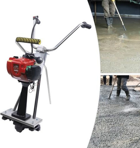 Concrete Vibrator Screed with 1m Ruler, 4 Stroke Concrete Vibrating Tamp Beam Finisher Floor Vibration Leveling Machine, 35.8cc Screed Gasoline Engine for Vibrating Cement Concrete Pavement