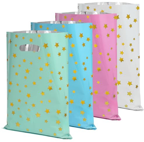 40 Pcs Party Bags,kids Party Bags Colorful Pentagram, Small Gift Bags for Kids Birthday Colorful Gift Goodies Bags Suitable for Christmas Halloween Birthday (4 Colors, 16.2 * 24CM)