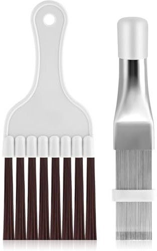 OIGWBPH 2pcs Brosse de Climatiseur,Brosse de Nettoyage à Ailettes,Brosse de Nettoyage en Acier Inoxydable,Peigne à Condensateur pour Climatiseur,Peigne à Ailettes AC,d'Aileron de Condensateur