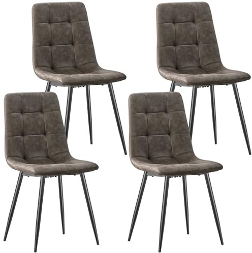 LONGTOO Dining Chairs Set of 4, Technical Cloth Kitchen Chairs, Upholstered Chair with Metal Base for Dining Room, Living Room, Kitchen, Bedroom and Reception Room