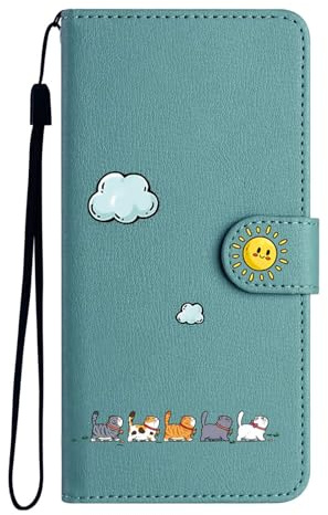 Nbziyoo Cute Cats Wallte Phone Case For Samsung Galaxy A16/A17/A26,Green