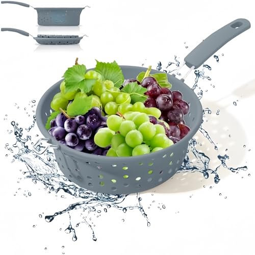 Passoire Pliable en Silicone Passoire de Cuisine Tamis à pâtes avec Poignées pour laver les fruits, les légumes et les salades
