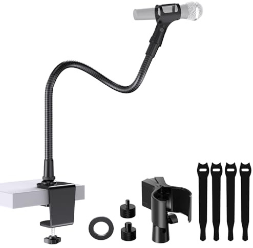 19“ Gooseneck Microphone Stand for Desk, Heavy-Duty Clamp, Easy Clamp-On
