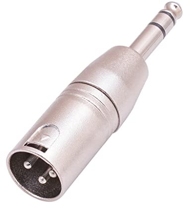 KAHDGSS Adattatore audio da 6,35 mm maschio a XLR a 3 pin maschio, adattatore audio, interfaccia argento, connettore di trasferimento per organo elettronico