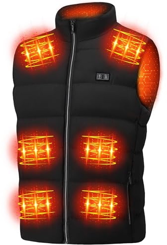 MDYHPN Heated Gilet for Men Women - USB Electric Heated Vest with 15 Heating Zone 3 Temperature Levels - Lightweight Winter Outdoor Heated Jacket for Hiking Skiing (Battery Pack Not Included)