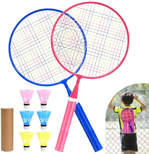 VGECEE Racchetta Tennis Bambino, 1 Paio di Racchette da Badminton con 7 Palline da Tennis e 1 Borsa, Mini Set per Racchette Badminton Set di Racchette da Tennis per Bambini Sport all'Aperto Indoor