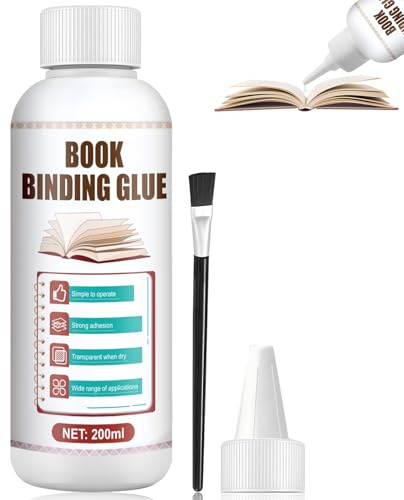 Miioto Pegamento para Encuadernacion, Pegamento Puzzle, Cola Blanca, Transparente y de Secado Rápido, PVA Glue para Reparar y Pegar Libros, Postales, DIY & Manualidades de Papel (200ml)