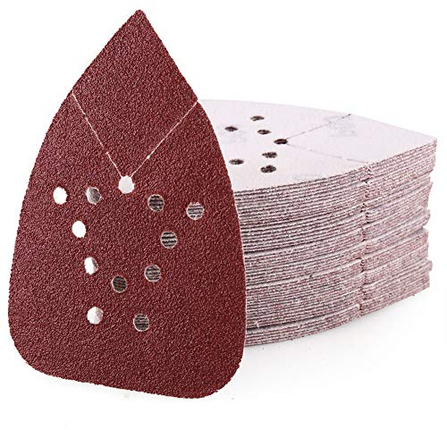 LotFancy 60 Grit Sanding Pads for Black and Decker Mouse Sanders, 12 Hole Hook and Loop Sandpaper - Detail Palm Sander Sanding Sheets, Pack of 50
