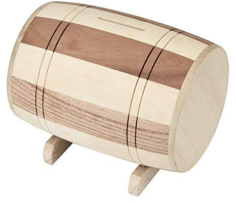 PULABO Tirelire En Bois Tirelire Sécurisé Économies Tonneau À Vin Baril Sculpture Sur Bois À La Main de Haute Qualité pratique